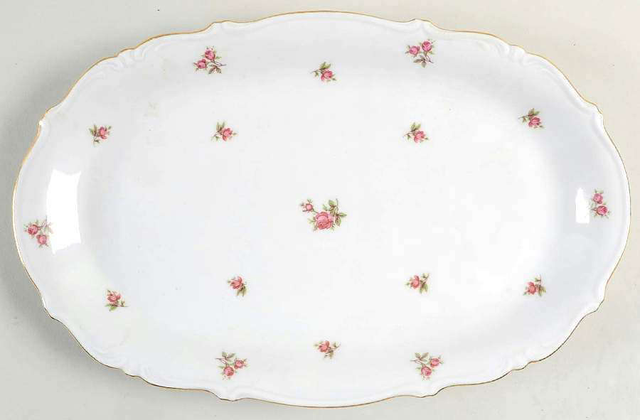 Rosebud (Rim Shape) 12" Oval Serving Platter by Winterling - Bavaria-1