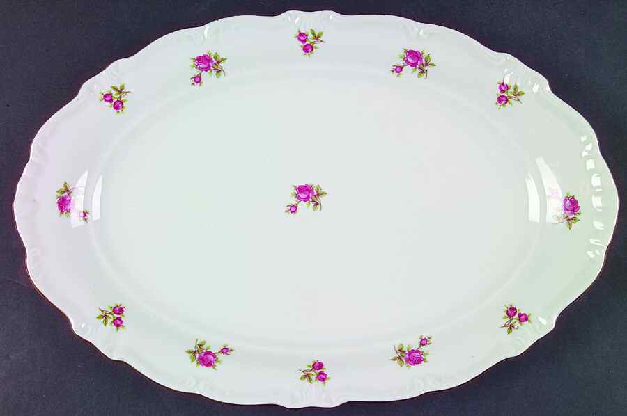 Rosebud (Rim Shape) 13" Oval Serving Platter by Winterling - Bavaria-1