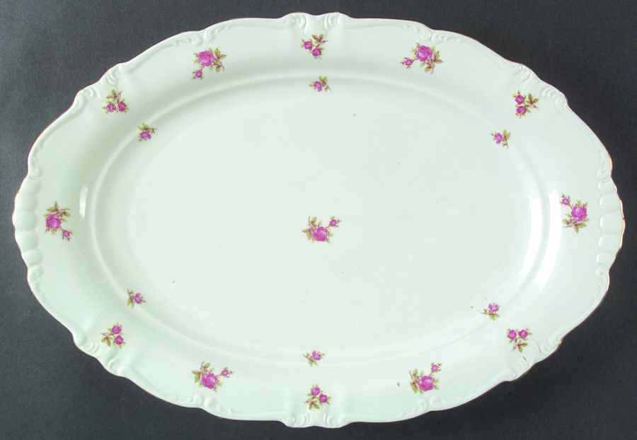 Rosebud (Rim Shape) 15" Oval Serving Platter by Winterling - Bavaria-1