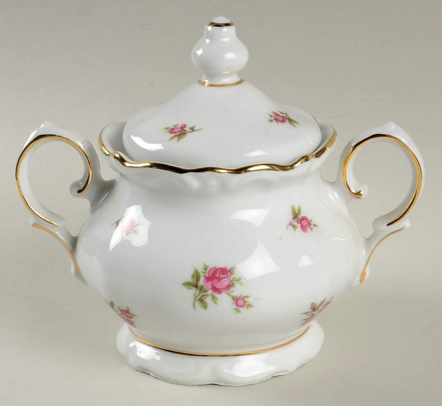 Rosebud (Rim Shape) Sugar Bowl & Lid by Winterling - Bavaria-1