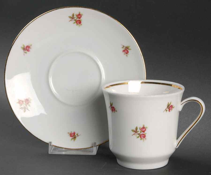 Rosebud (Coupe Shape) Flat Cup & Saucer Set by Winterling - Bavaria-1
