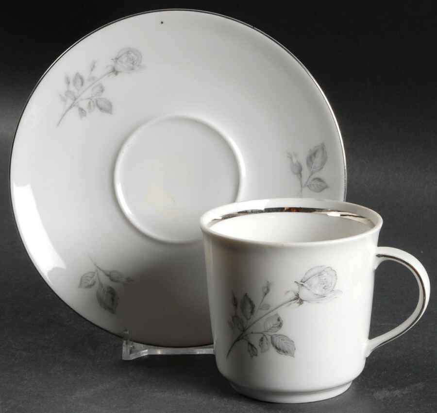 Snow Rose Flat Cup & Saucer Set by Winterling - Bavaria-1