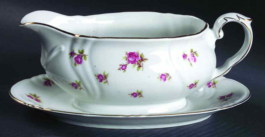 Spring Roses (Swirl) Gravy Boat with Attached Underplate by Winterling - Bavaria-1