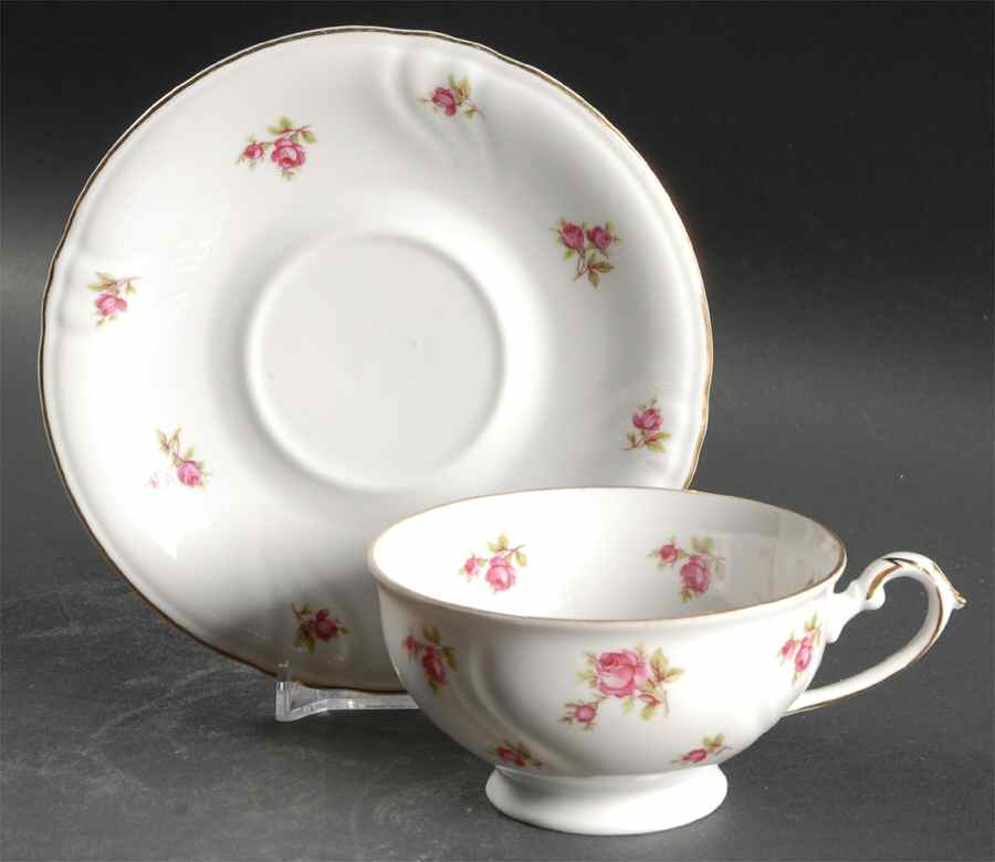 Spring Roses (Swirl) Footed Cup & Saucer Set by Winterling - Bavaria-1