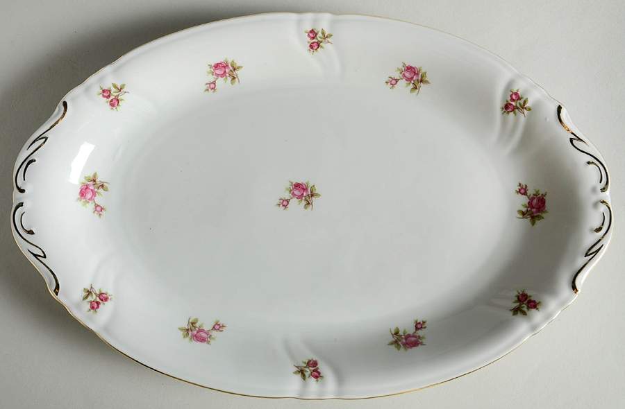 Spring Roses (Swirl) 13" Oval Serving Platter by Winterling - Bavaria-1