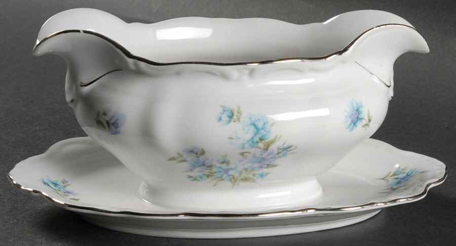 Tivoli (Scallop, Scroll Fan Edge) Gravy Boat with Attached Underplate by Winterling - Bavaria-1
