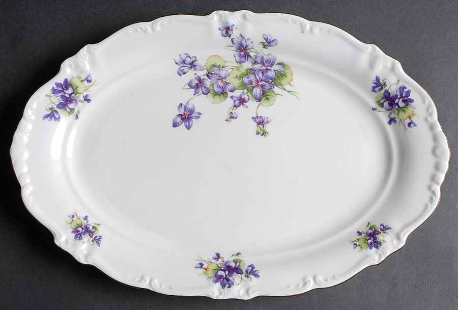 Violets 12" Oval Serving Platter by Winterling - Bavaria-1