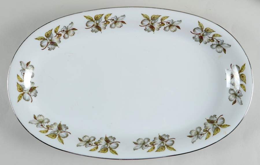 Dogwood (Smooth, Coupe) 15" Oval Serving Platter by Winterling - Bavaria-1