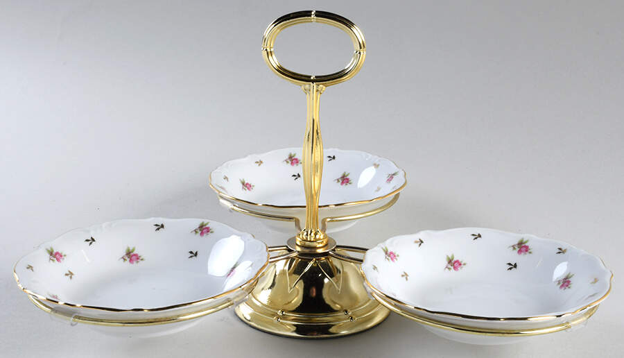 WIG148 7" x 12" 3-Part Relish & Metal Stand (FR) HC by Winterling - Bavaria-1