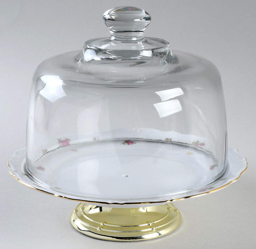 WIG148 6 1/2"-7 1/2" Footed Cheese Plate w/ Glass Dome HC by Winterling - Bavaria-1