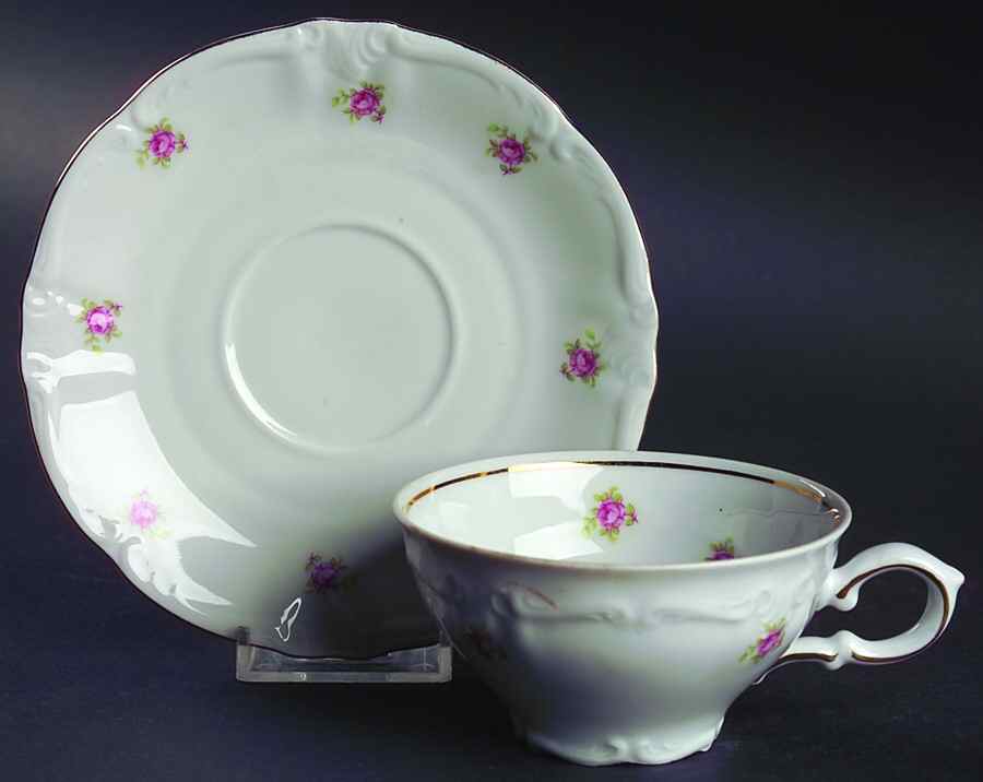Rosedot Flat Cup & Saucer Set by Winterling - Bavaria-1