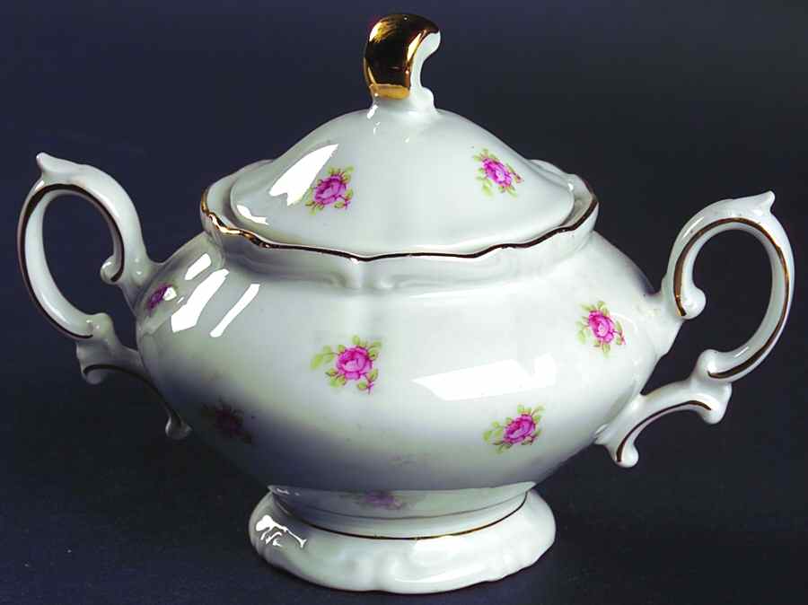 Rosedot Sugar Bowl & Lid by Winterling - Bavaria-1