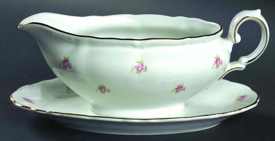 Rosedot Gravy Boat with Attached Underplate by Winterling - Bavaria-1