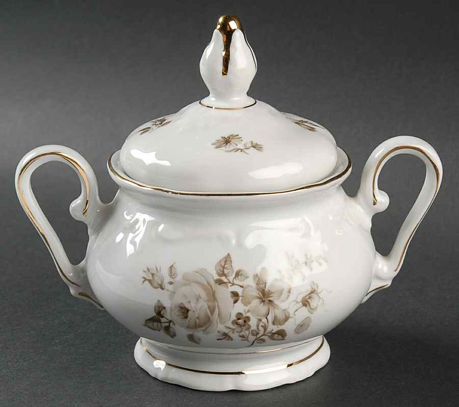 Grand Rose Sugar Bowl & Lid by Winterling - Bavaria-1