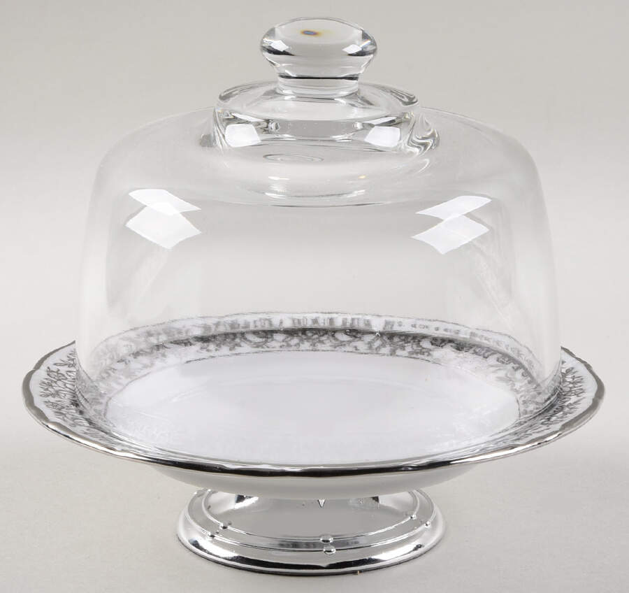 WIG26 6 1/2"-7 1/2" Footed Cheese Plate w/ Glass Dome HC by Winterling - Bavaria-1