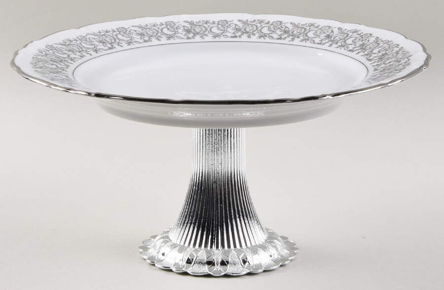 WIG26 Cake Stand with 4"-5" Metal Pedestal  Hc by Winterling - Bavaria-1