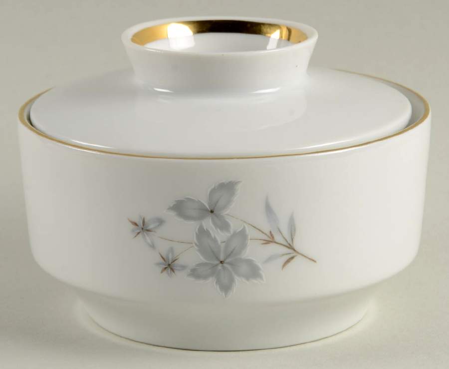 Gray Leaf Sugar Bowl & Lid by Winterling - Bavaria-1