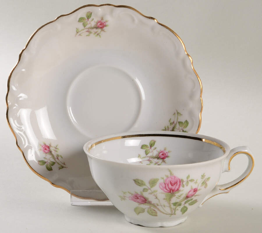 Wild Rose Flat Cup & Saucer Set by Winterling - Bavaria-1