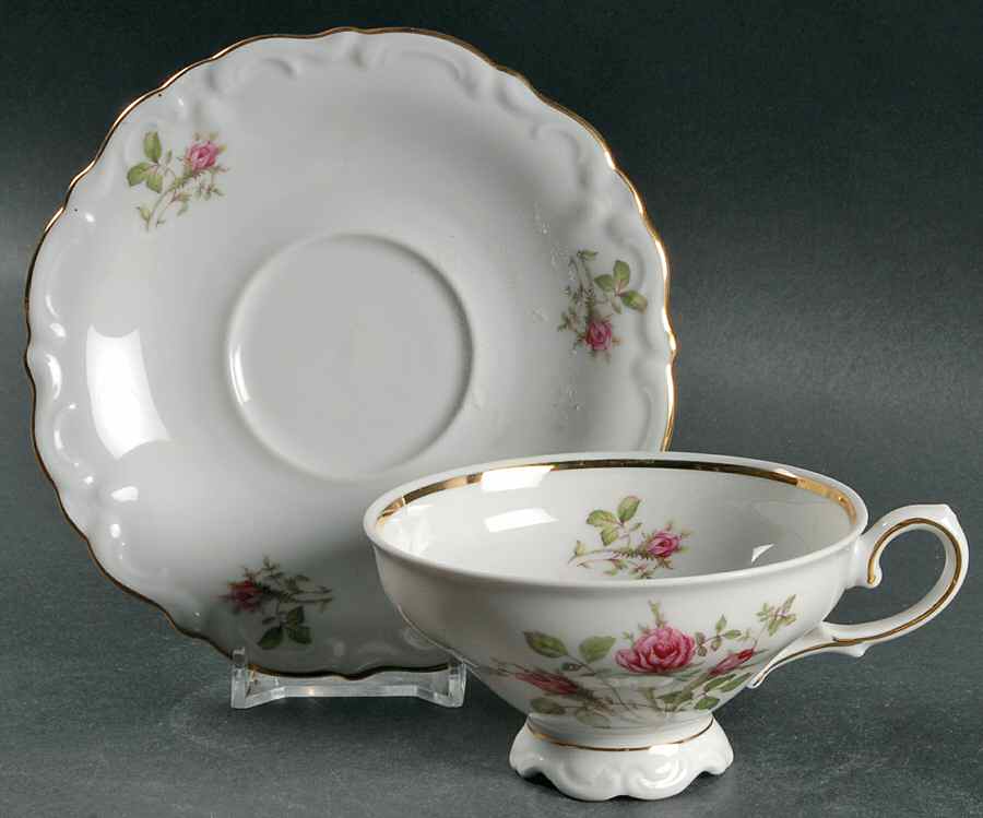 Wild Rose Footed Cup & Saucer Set by Winterling - Bavaria-1