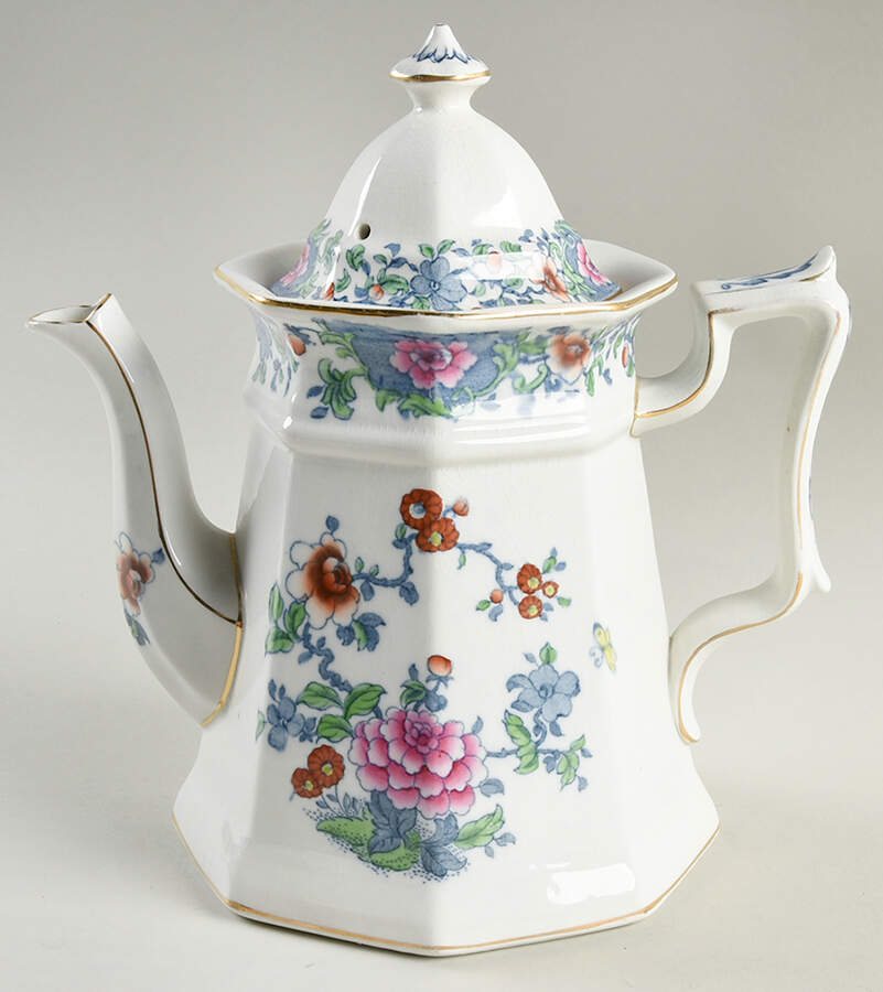 Antique Pink Coffee Pot & Lid by F Winkle-1
