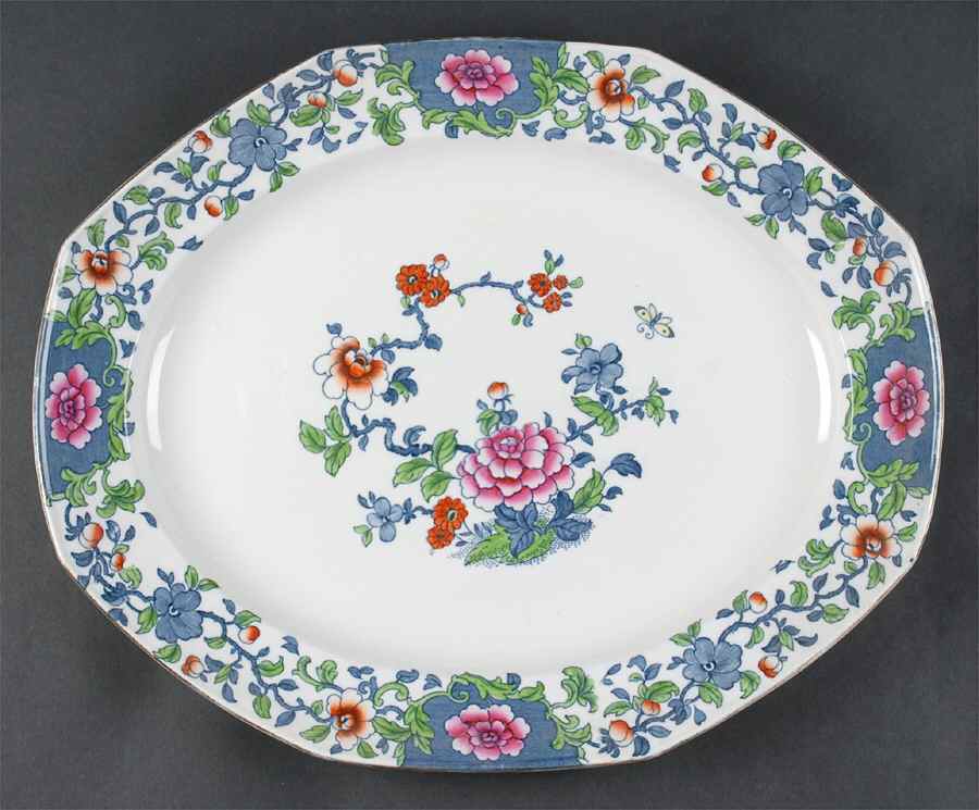 Antique Pink 18" Oval Serving Platter by F Winkle-1