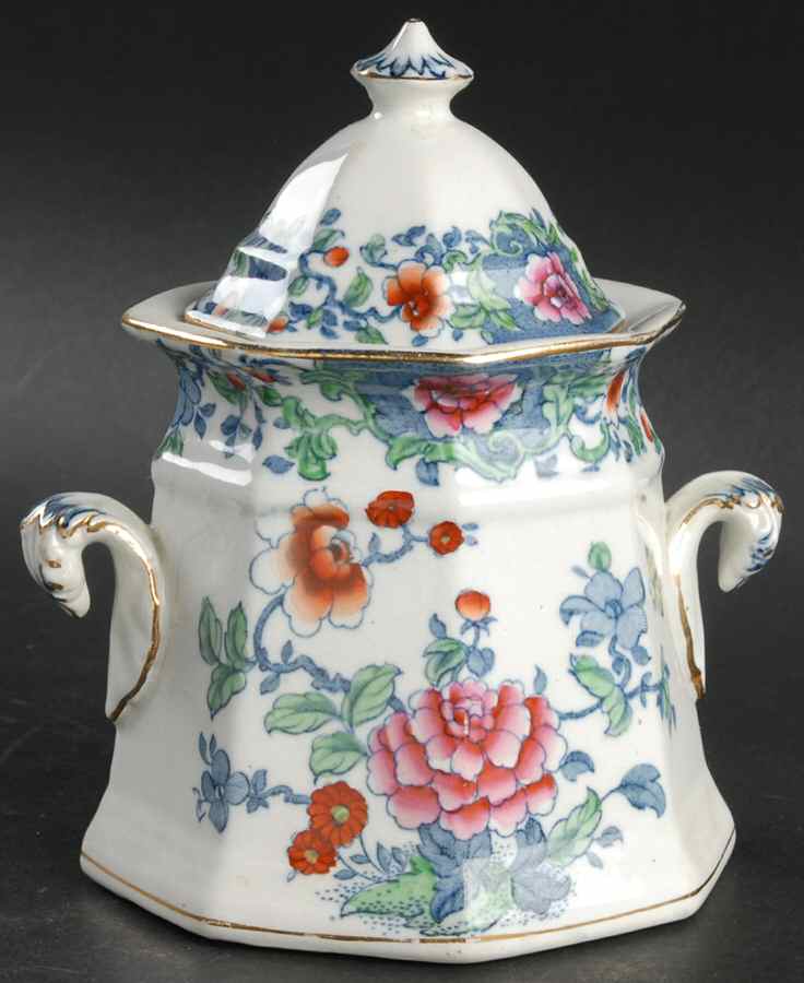 Antique Pink Sugar Bowl & Lid by F Winkle-1