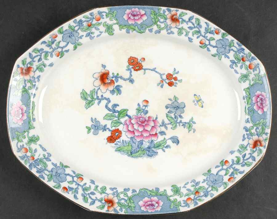 Antique Pink 12" Oval Serving Platter by F Winkle-1