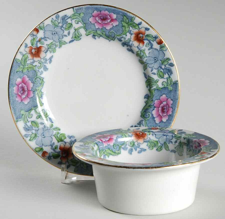 Antique Pink Ramekin & Saucer Set by F Winkle-1