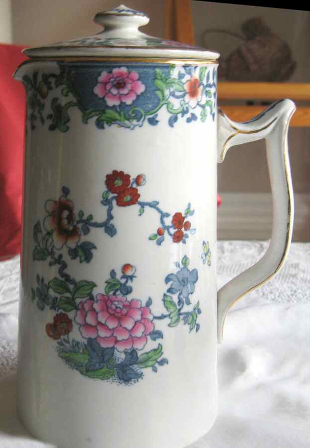 Antique Pink Pitcher & Lid by F Winkle-1