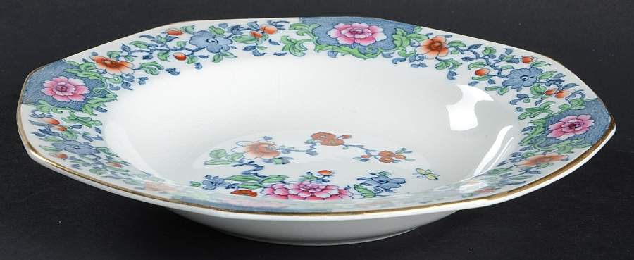 Antique Pink Rim Soup Bowl by F Winkle-1