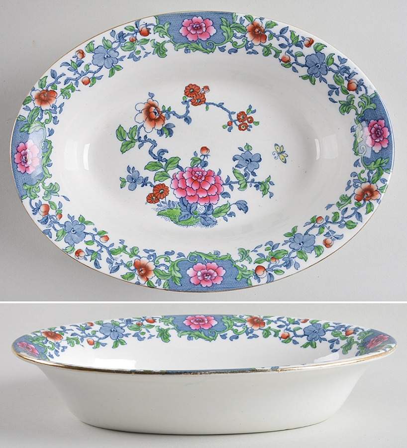 Antique Pink 10" Oval Vegetable Bowl by F Winkle-1