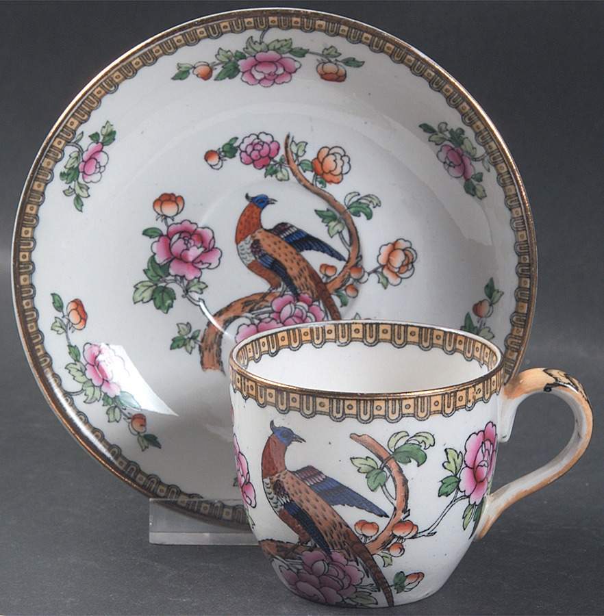 Pheasant (Smooth) Flat Demitasse Cup & Saucer Set by F Winkle-1