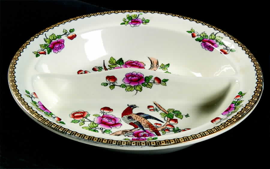 Pheasant (Smooth) 11" Round Divided Vegetable Bowl by F Winkle-1