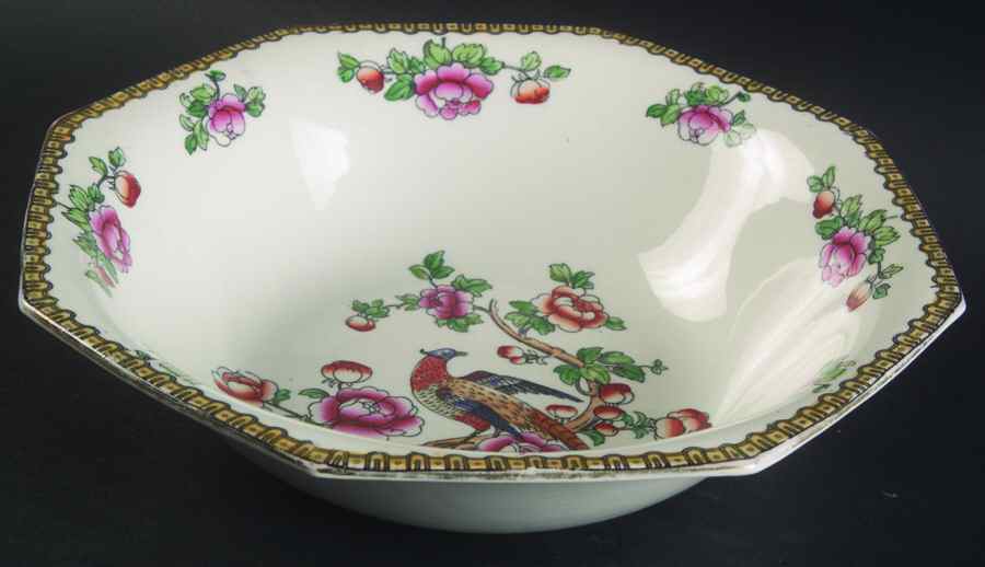 Pheasant (Smooth) 9" Octagonal Vegetable Bowl by F Winkle-1