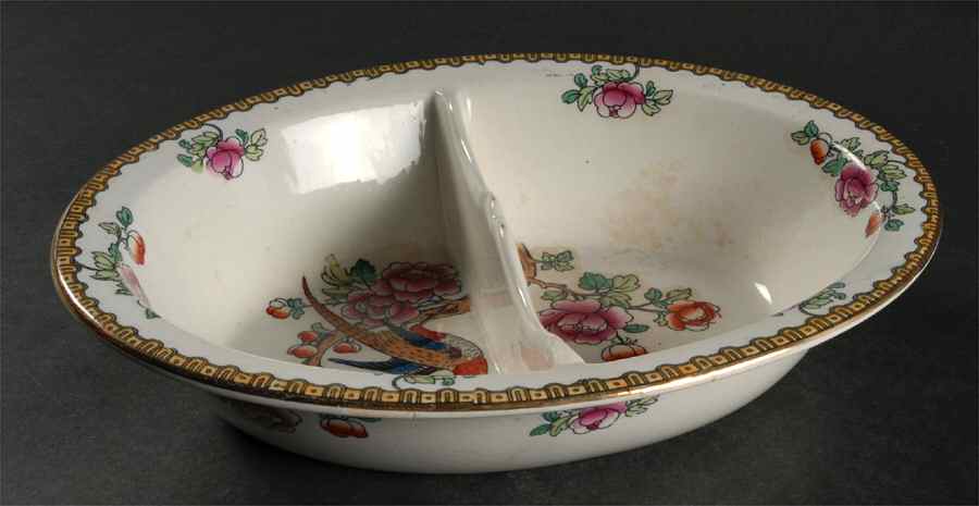 Pheasant (Smooth) 10" Oval Divided Vegetable Bowl by F Winkle-1