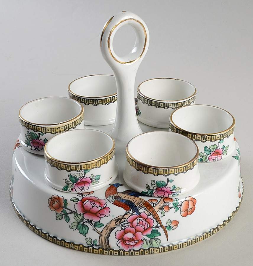 Pheasant (Smooth) Egg Cup Set (6 Egg Cups and Tray) by F Winkle-1