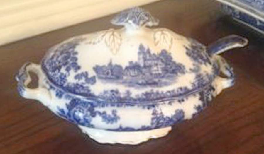 Togo (Flow Blue) Tureen & Lid w/Ladle by F Winkle-1
