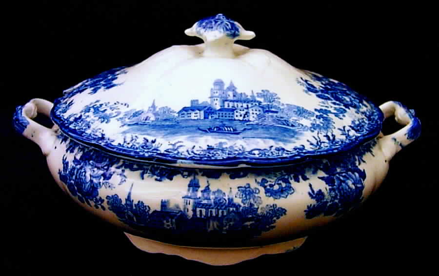 Togo (Flow Blue) Tureen &  Lid by F Winkle-1