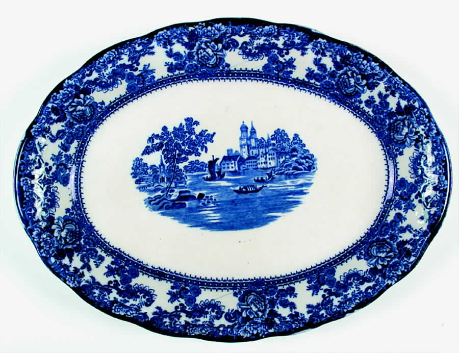 Togo (Flow Blue) 16" Oval Serving Platter by F Winkle-1