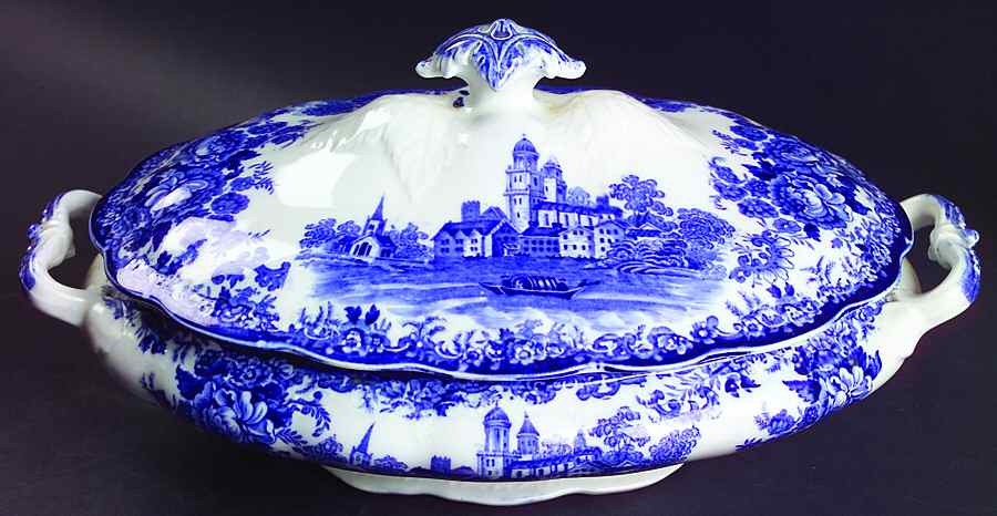 Togo (Flow Blue) Oval Covered Vegetable by F Winkle-1