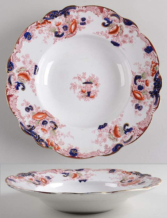 Arcadia Rust and Navy Large Rim Soup Bowl by Arthur J Wilkinson-1