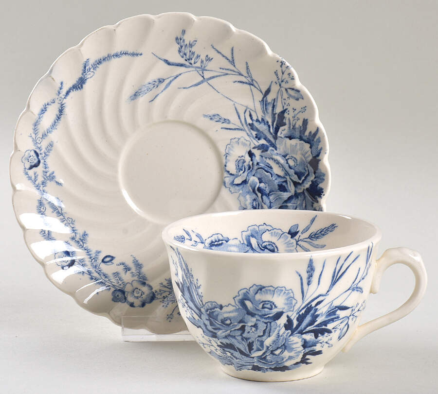 Harvest Blue Flat Cup & Saucer Set by Arthur J Wilkinson-1