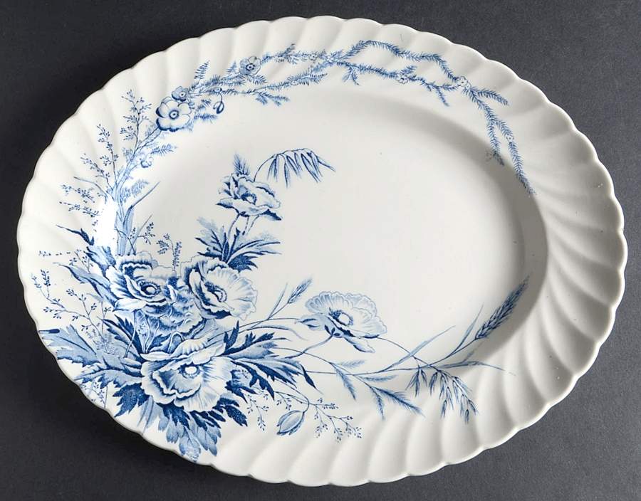 Harvest Blue 12" Oval Serving Platter by Arthur J Wilkinson-1