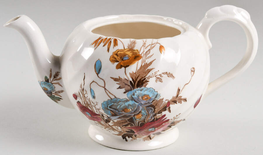 Harvest Brown Multicolor (Pink Floral Rim) Teapot No Lid by Arthur J Wilkinson-1