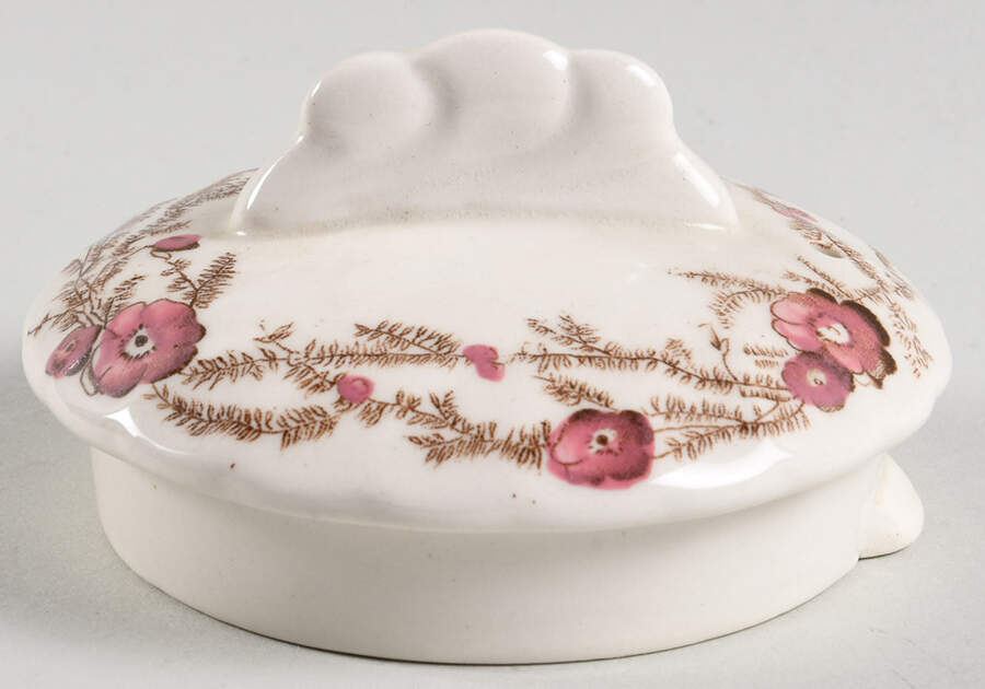 Harvest Brown Multicolor (Pink Floral Rim) Lid for Teapot by Arthur J Wilkinson-1