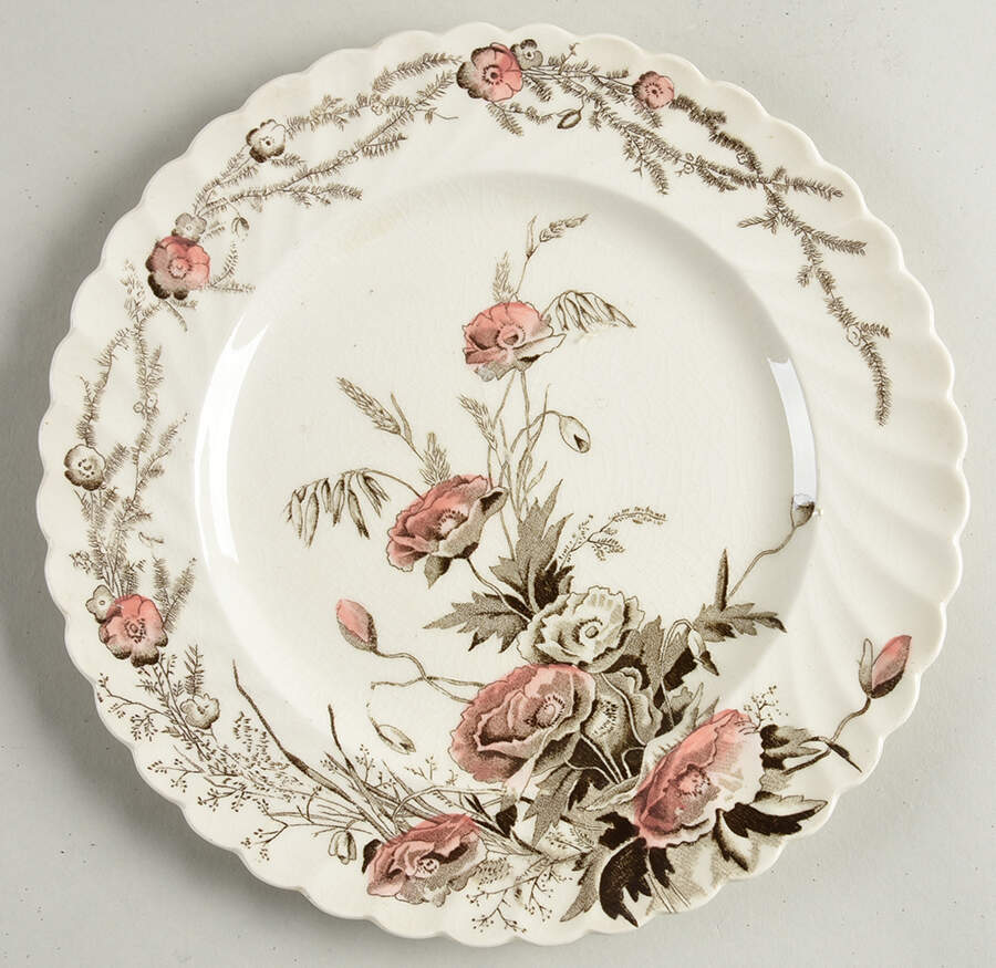 Harvest Pink and Brown Salad Plate by Arthur J Wilkinson-1