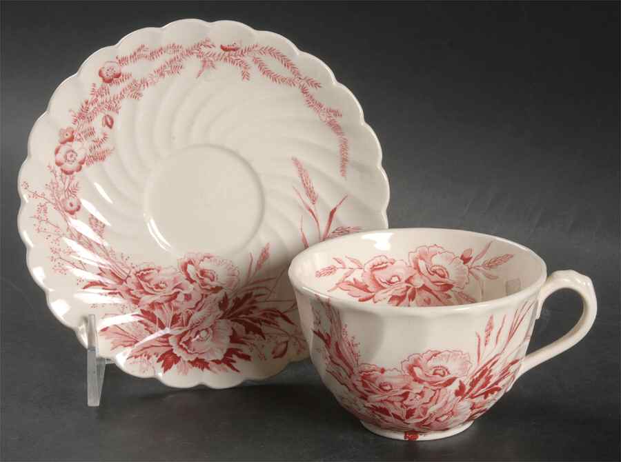 Harvest Red Flat Cup & Saucer Set by Arthur J Wilkinson-1