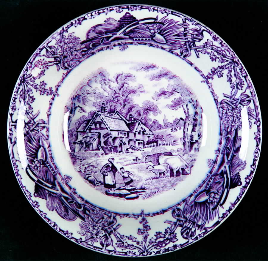 Pastoral Davenport Amethyst Fruit/Dessert (Sauce) Bowl by Arthur J Wilkinson-1