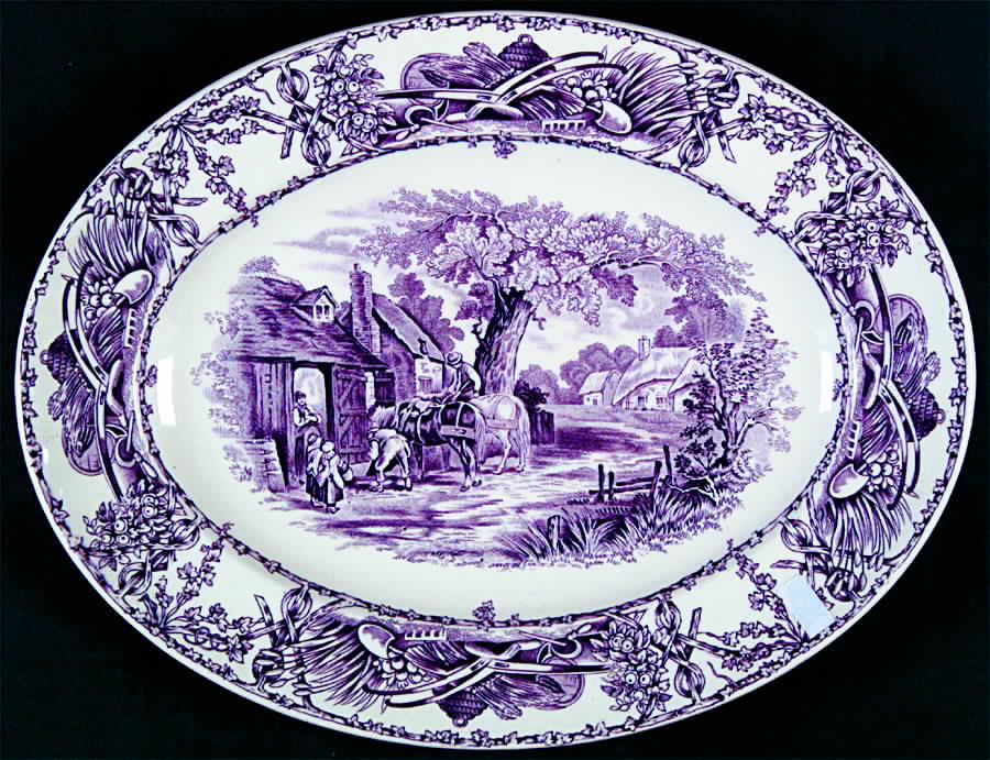Pastoral Davenport Amethyst 12" Oval Serving Platter by Arthur J Wilkinson-1
