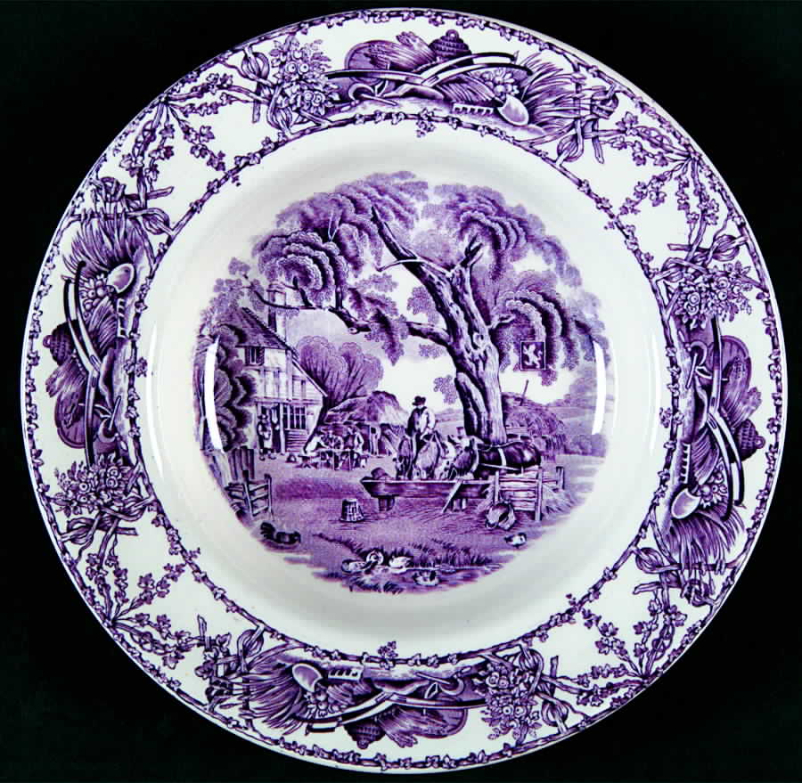 Pastoral Davenport Amethyst Rim Soup Bowl by Arthur J Wilkinson-1